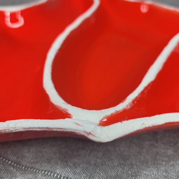 Vintage Ceramic Red Christmas Tree Divided Serving/Candy Dish Atlantic Mold MCM - Picture 7 of 7